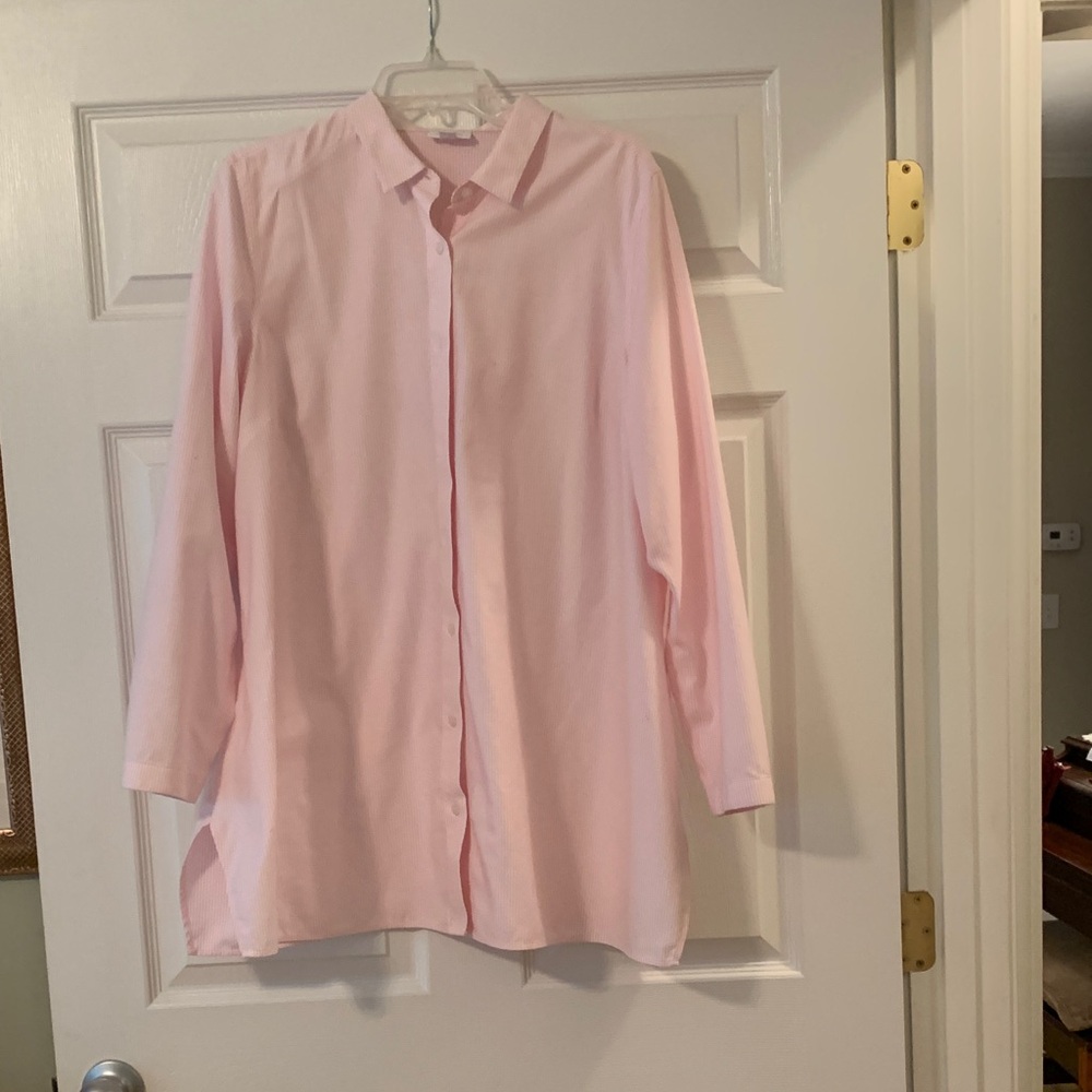 J. Jill Women's Pink and white striped blouse.